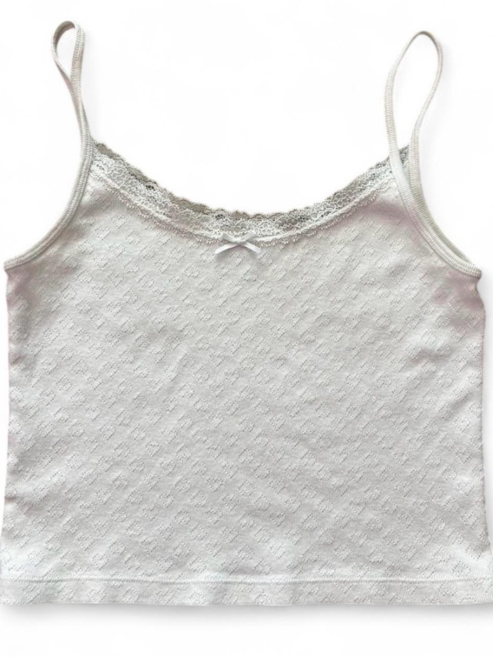Brandy Melville White Lace-Trim Cami Tank